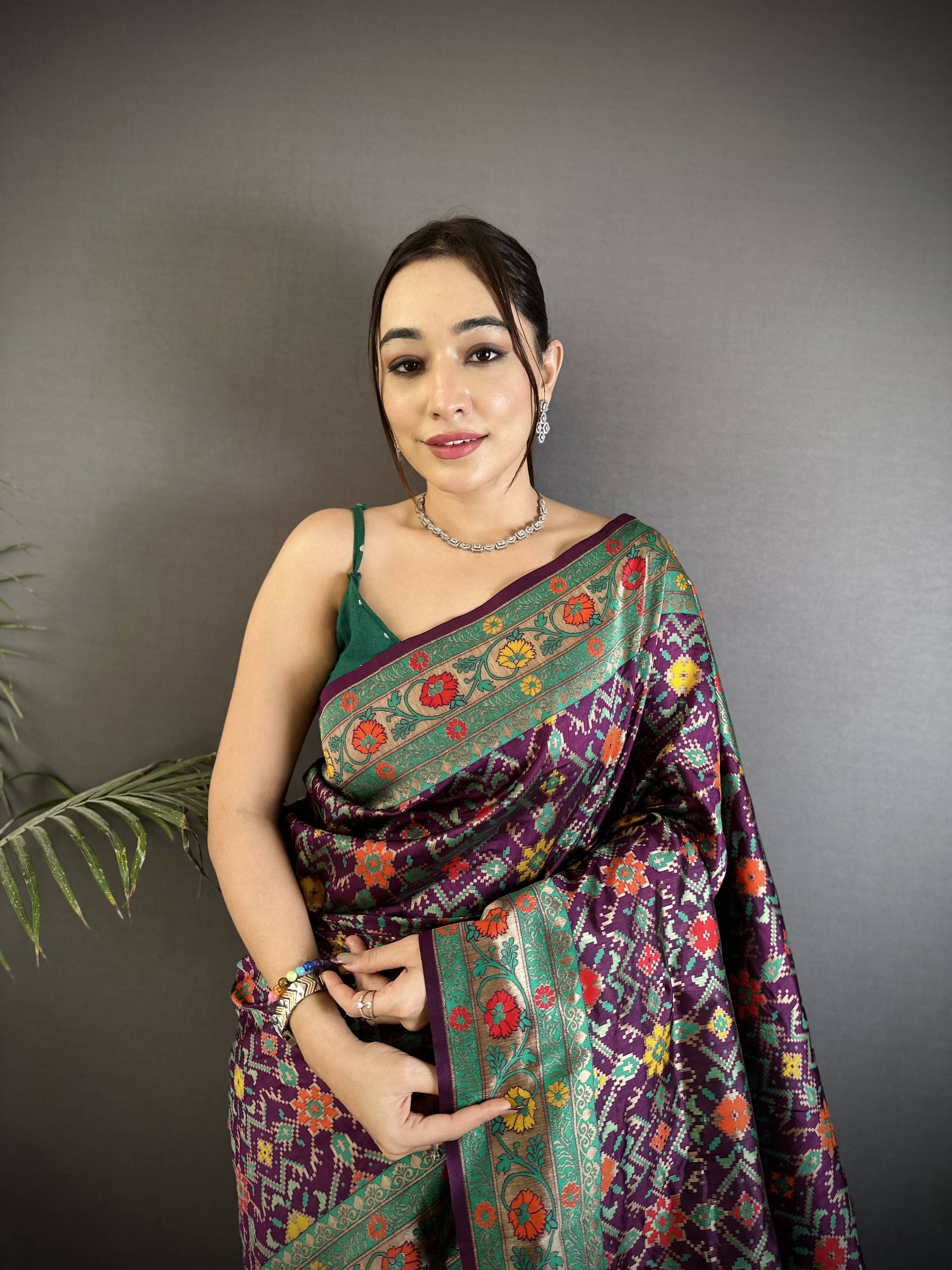 Sonakshi Women's Wine Banarsi Silk Tassel Weaving Traditional Saree with Blouse - Distacart