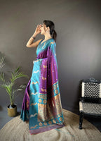 Sonakshi Women's Purple Soft Banarasi Silk Zari Weaving Traditional Saree with Blouse - Distacart