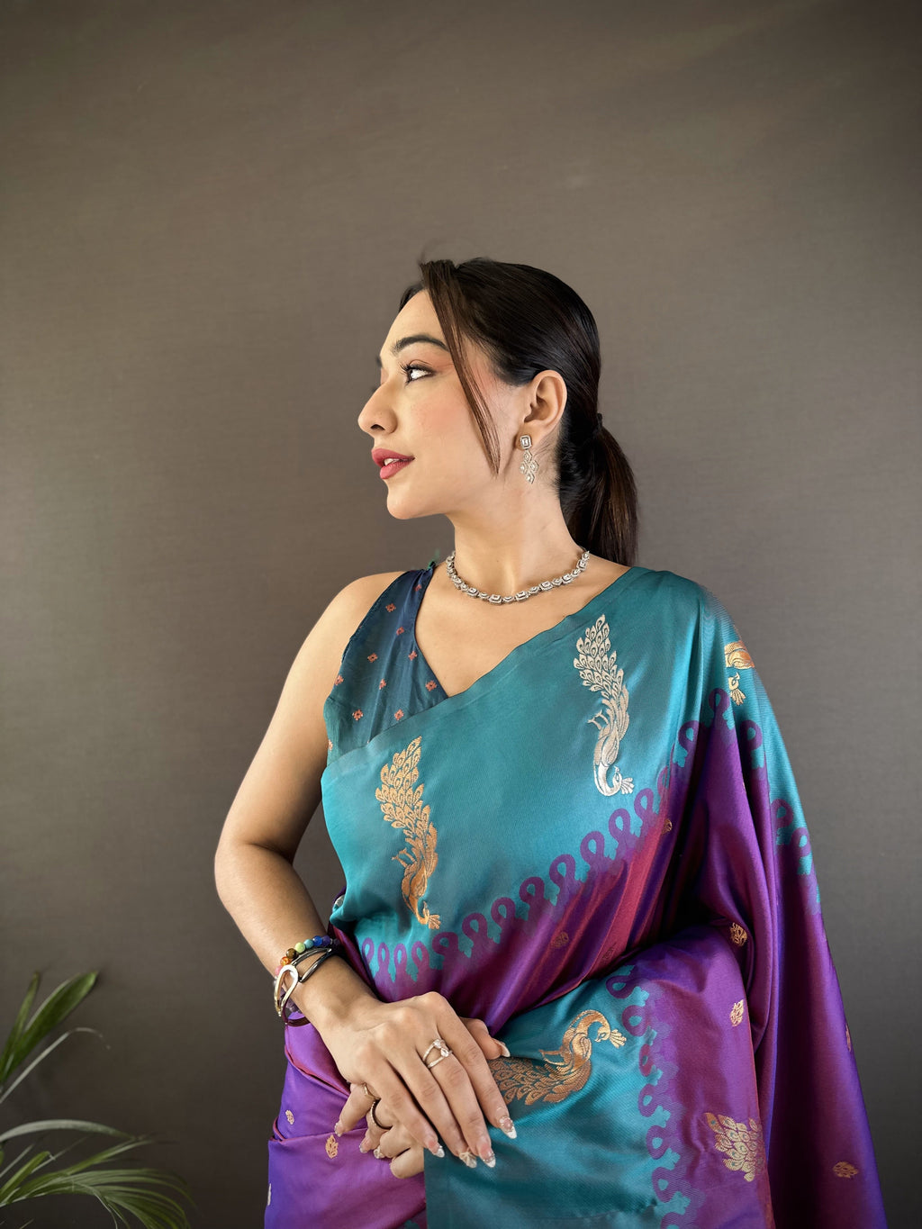 Sonakshi Women's Purple Soft Banarasi Silk Zari Weaving Traditional Saree with Blouse - Distacart