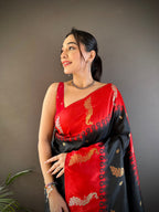 Sonakshi Women's Black Soft Banarasi Silk Zari Weaving Traditional Saree with Blouse - Distacart