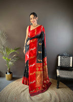 Sonakshi Women's Black Soft Banarasi Silk Zari Weaving Traditional Saree with Blouse - Distacart