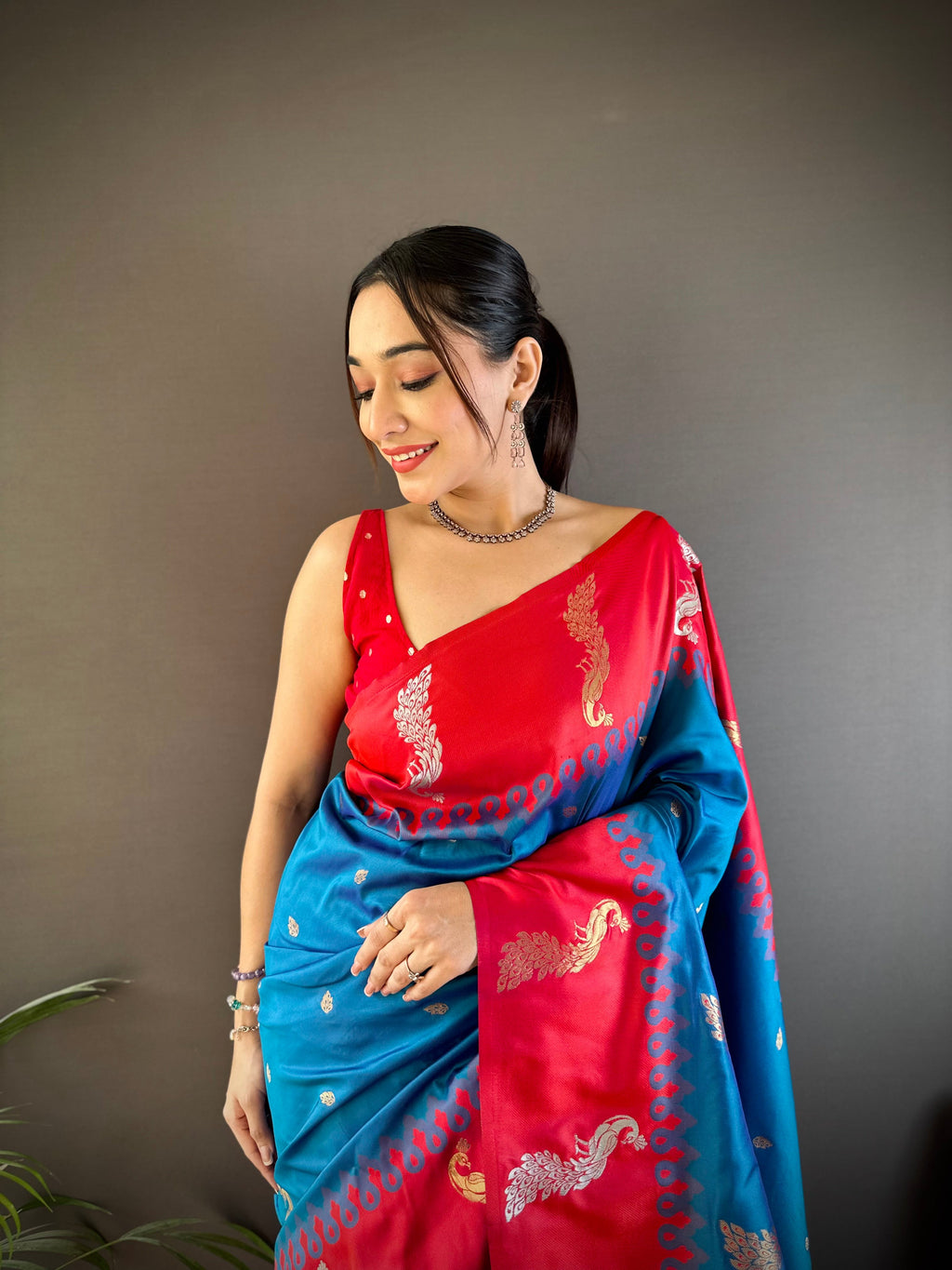 Sonakshi Women's Morpankh Soft Banarasi Silk Zari Weaving Traditional Saree with Blouse - Distacart