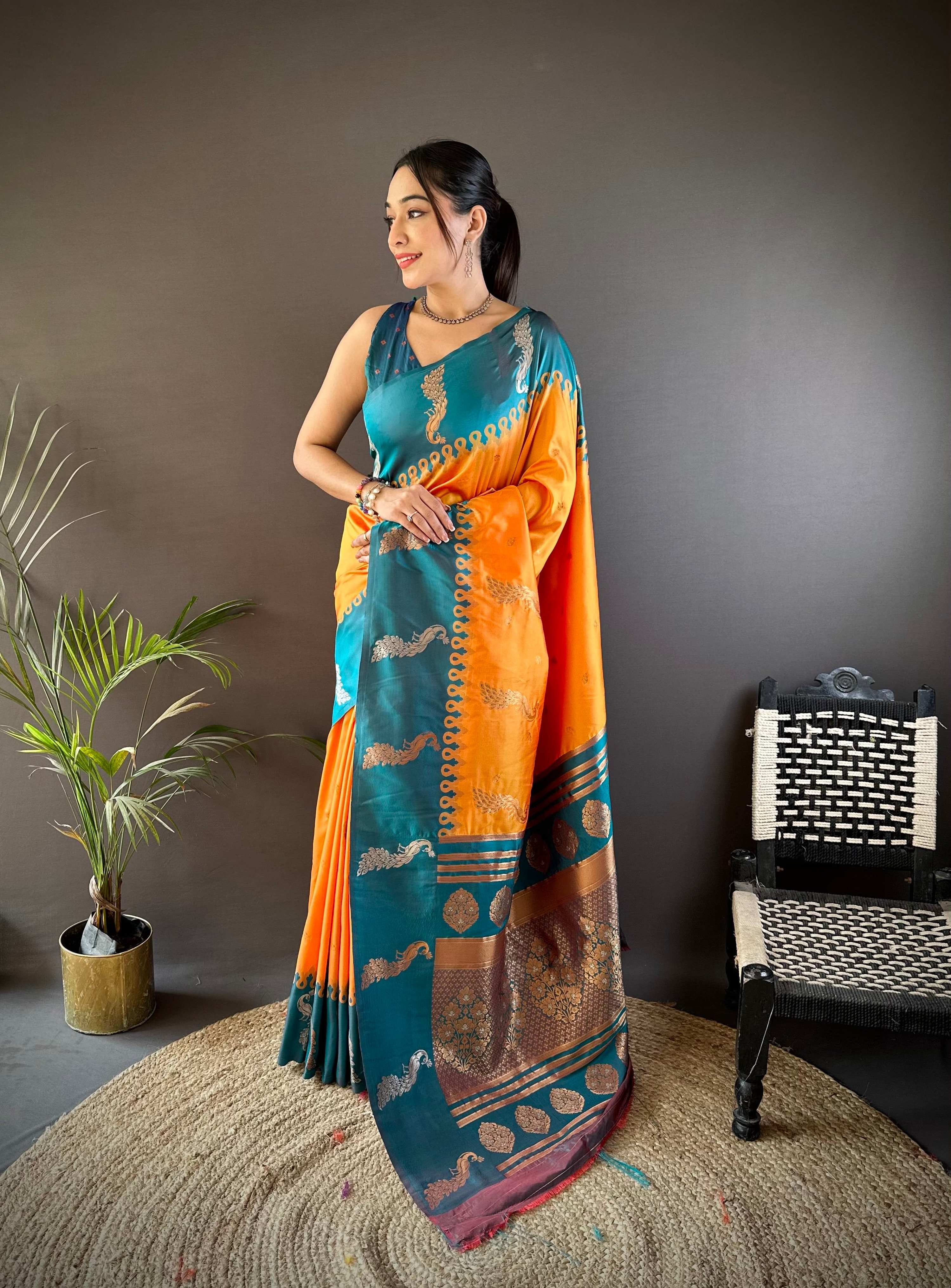 Sonakshi Women's Yellow Soft Banarasi Silk Zari Weaving Traditional Saree with Blouse - Distacart