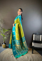 Sonakshi Women's Parrot Soft Banarasi Silk Zari Weaving Traditional Saree with Blouse - Distacart