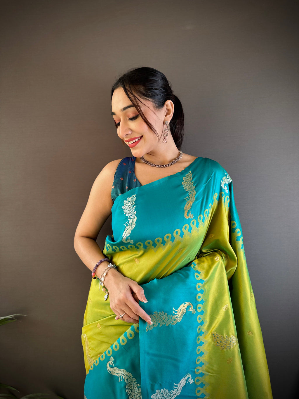 Sonakshi Women's Parrot Soft Banarasi Silk Zari Weaving Traditional Saree with Blouse - Distacart