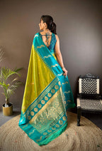 Sonakshi Women's Parrot Soft Banarasi Silk Zari Weaving Traditional Saree with Blouse - Distacart