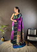 Sonakshi Women's Purple Soft Banarasi Silk Zari Weaving Traditional Saree with Blouse - Distacart
