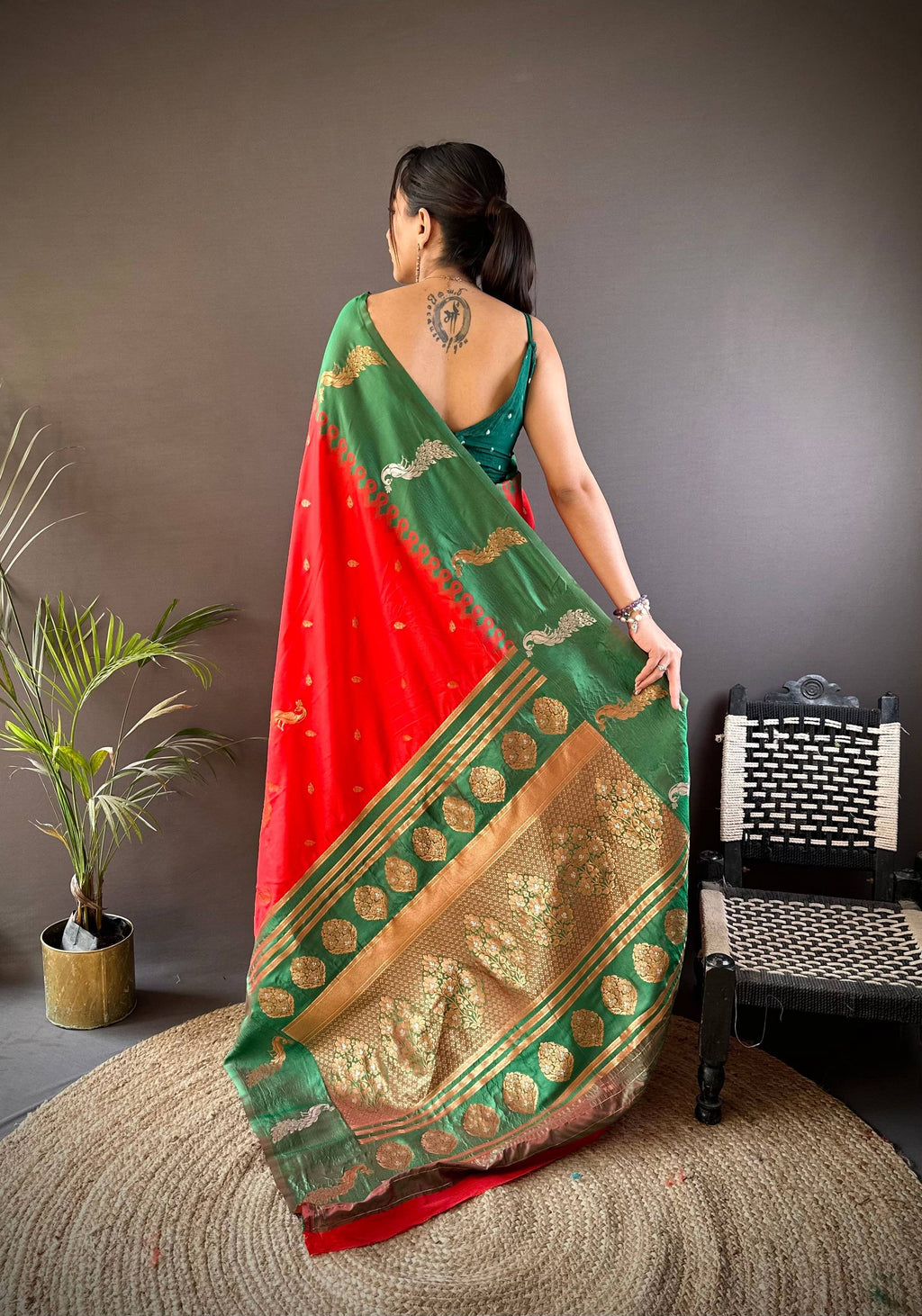 Sonakshi Women's Red Soft Banarasi Silk Zari Weaving Traditional Saree with Blouse - Distacart