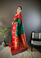 Sonakshi Women's Green Soft Banarasi Silk Zari Weaving Traditional Saree with Blouse - Distacart
