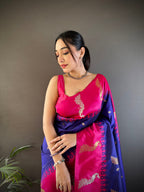 Sonakshi Women's Royal Blue Soft Banarasi Silk Zari Weaving Traditional Saree with Blouse - Distacart