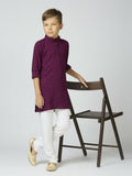 Joban Fashion Kids Island Full Sleeves Cotton Kurta, Pyjama Set with Sequin work - Wine - Distacart