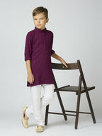 Joban Fashion Kids Island Full Sleeves Cotton Kurta, Pyjama Set with Sequin work - Wine - Distacart