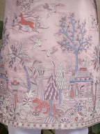 Vastranavya Peach Exclusive Festival Wear Viscose Silk Thread & Sequence Embroidered Work Kurta
