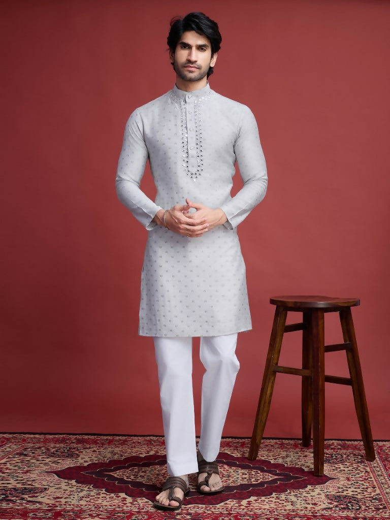 Vastranavya Exclusive Festival Wear Viscose Mirror Work on Self Weaving Kurta Only