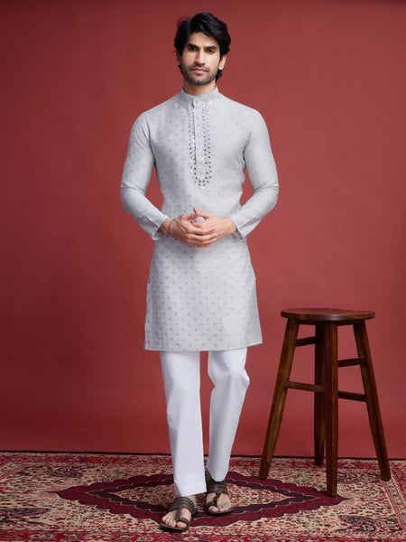 Vastranavya Exclusive Festival Wear Viscose Mirror Work on Self Weaving Kurta Only