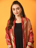 Myshka Women's Black Solid Anarkali Party Kurta Set With Printed Dupatta