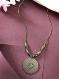 NVR Women's Gold-Polished Circular Shape Pendant with Chain