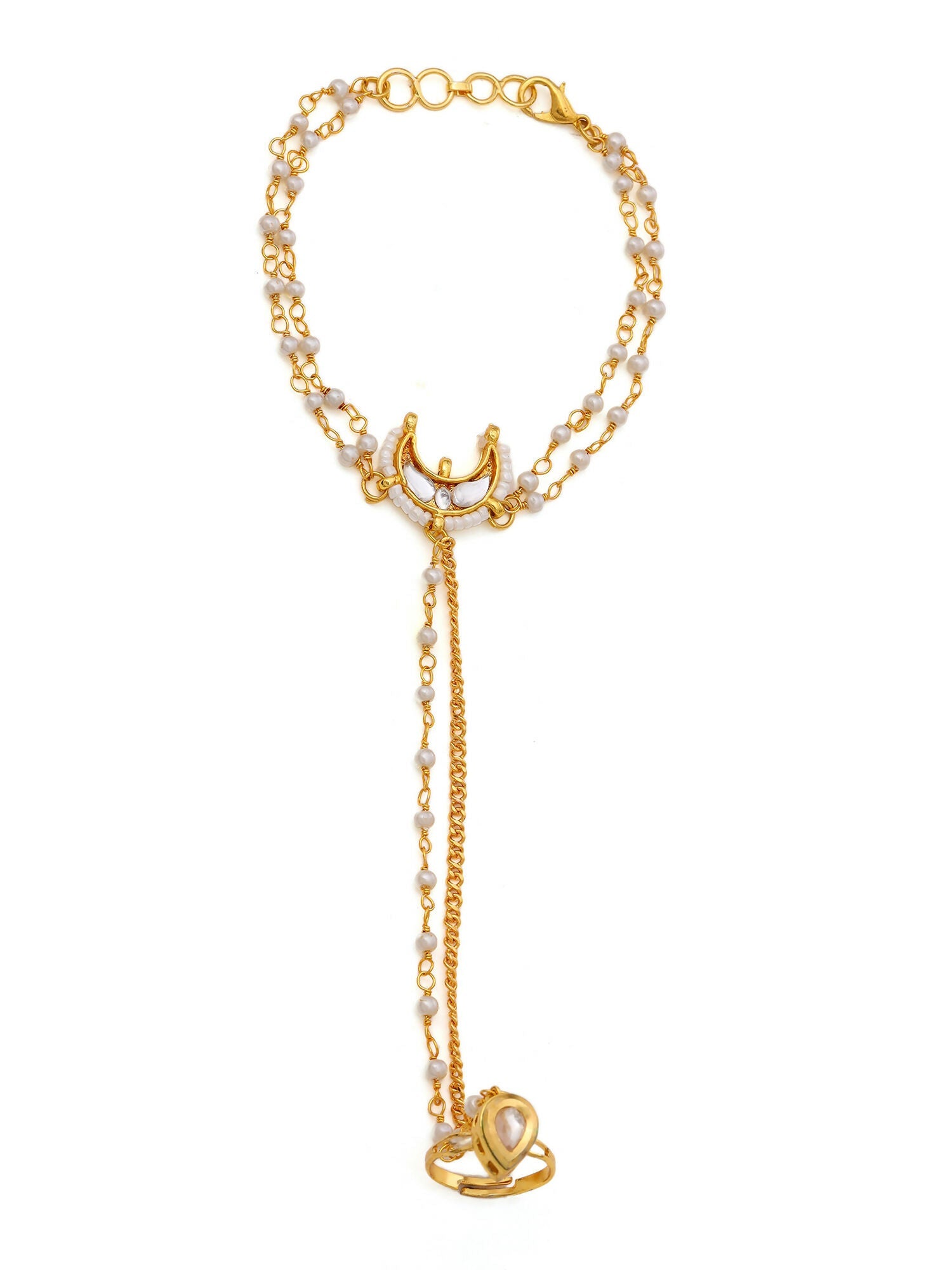 Ruby Raang Gold Chand Kundan Haath Phool - Distacart