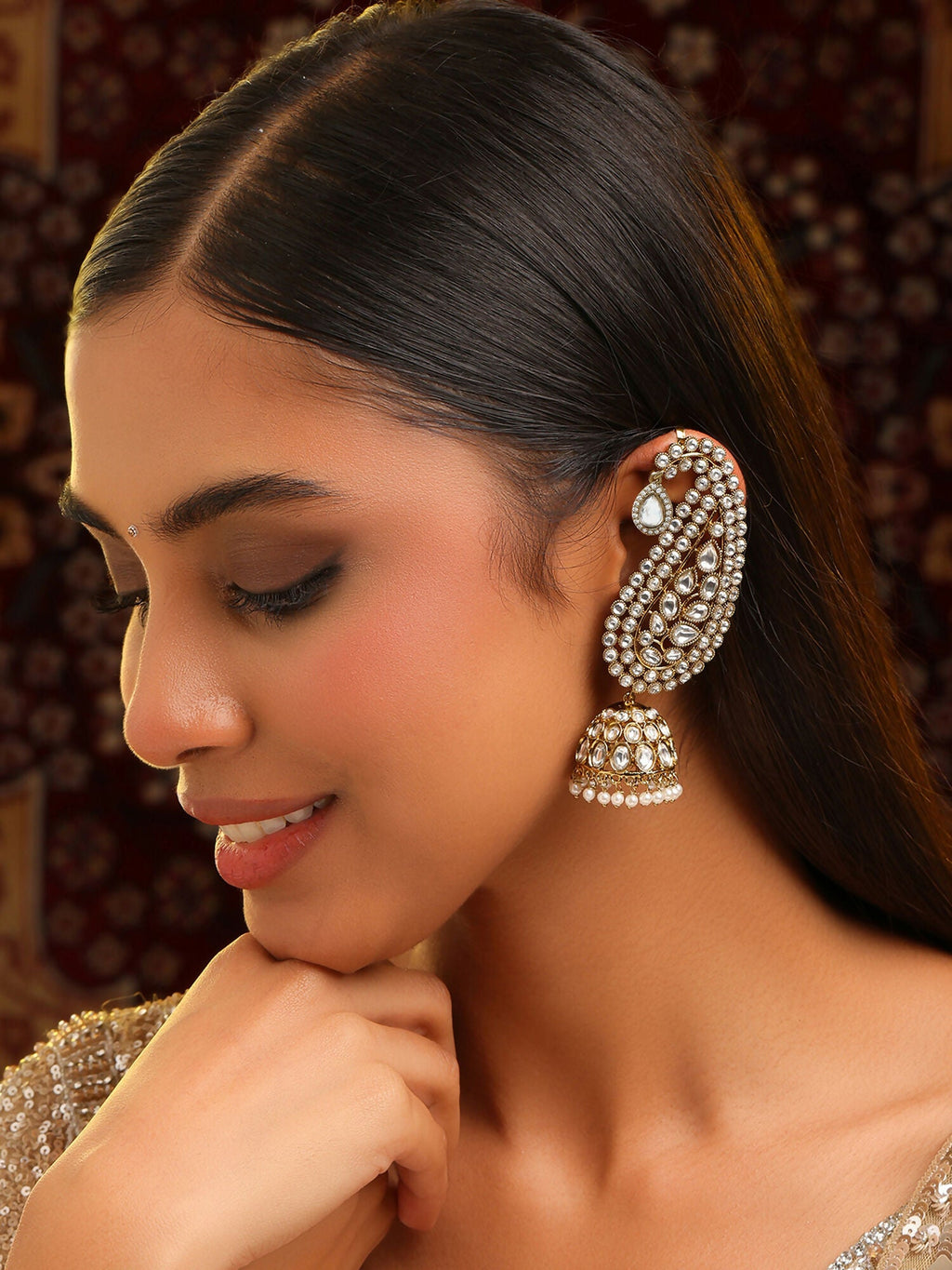 Ruby Raang Pearl Jhumka - Distacart