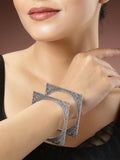 NVR Women's Set of 2 Silver-Toned Oxidized Square Shaped Bangles - Distacart