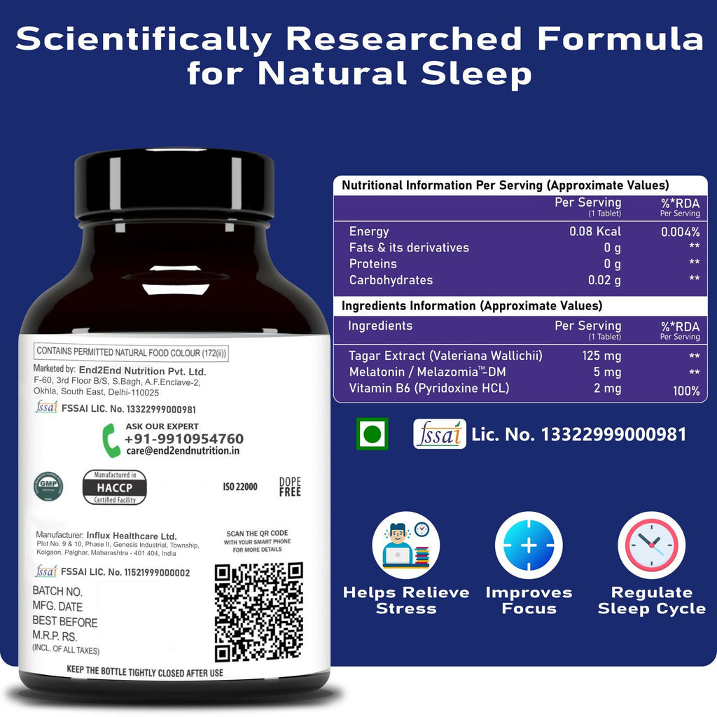 End2End Nutrition Melatonin Sleepzzz Tablets - Distacart