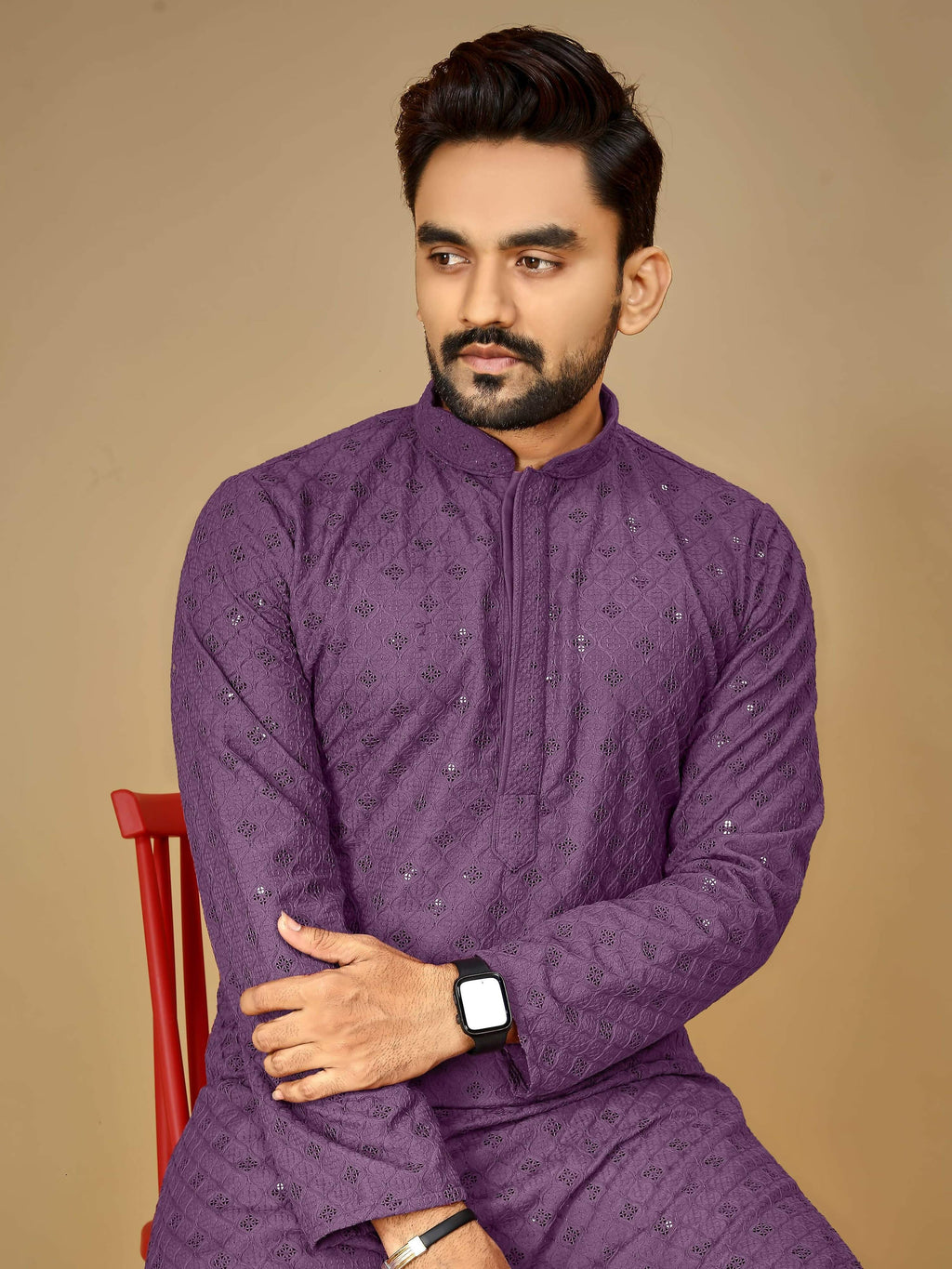 Anaita Lavender Embroidered Rayon Straight Kurta - Distacart