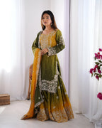 Lehenga Mart Designer Wedding Wear Palazzo Suit For Women - Mehndi