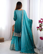 Lehenga Mart Designer Wedding Wear Palazzo Suit For Women - Sky Blue