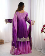 Prazu Fashion Lavender Chinon Silk Sequence With Rivet Moti Palazzo Suit - Distacart