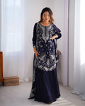 Lehenga Mart Designer Wedding Wear Sharara Suit For Women - Blue - Distacart