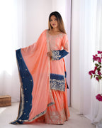 Lehenga Mart Designer Wedding Wear Palazzo Suit For Women - Peach