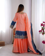 Lehenga Mart Designer Wedding Wear Palazzo Suit For Women - Peach