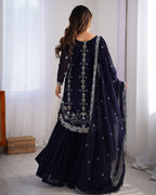 Lehenga Mart Navy Blue Faux Georgette Gorgeous Sharara Suit For Wedding Wear - Distacart