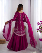 Lehenga Mart Pink Faux Georgette Gorgeous Sharara Suit For Wedding Wear - Distacart