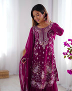 Lehenga Mart Pink Faux Georgette Gorgeous Sharara Suit For Wedding Wear - Distacart
