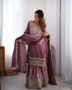 Lehenga Mart Designer Wedding Wear Palazzo Suit For Women - Rust