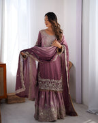 Lehenga Mart Designer Wedding Wear Palazzo Suit For Women - Rust