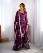 Lehenga Mart Designer Wedding Wear Plazzo Suit for Women - Purple