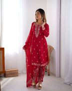 Lehenga Mart Designer Kurta Pant Dupatta - pink - Distacart