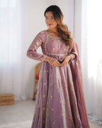 Prazu Fashion Light Onion Pink Fandy Silk Coding With Sequence Work Wedding Wear Anarkali Suit - Distacart