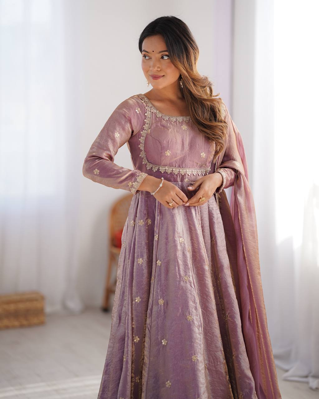 Prazu Fashion Light Onion Pink Fandy Silk Coding With Sequence Work Wedding Wear Anarkali Suit - Distacart