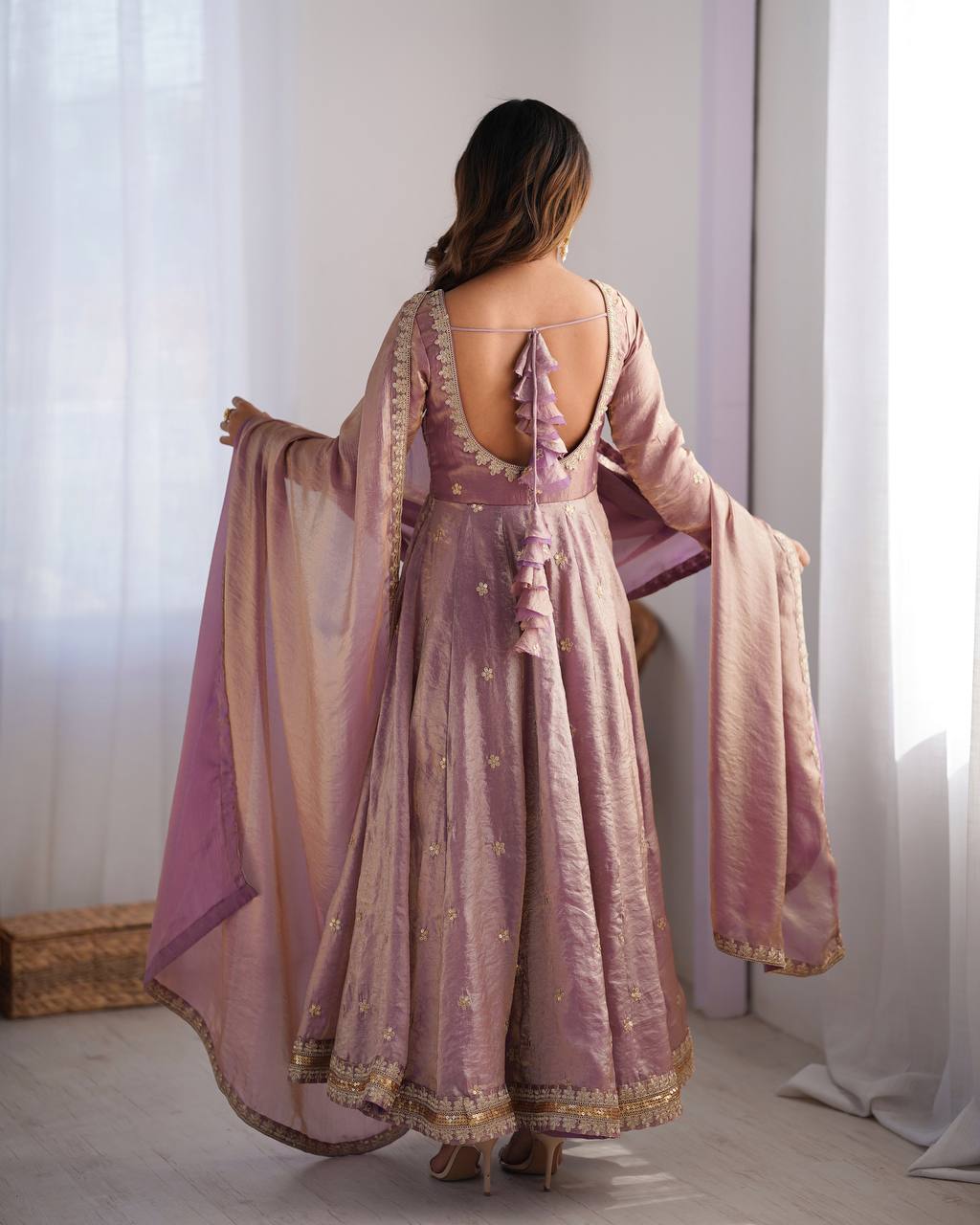 Prazu Fashion Light Onion Pink Fandy Silk Coding With Sequence Work Wedding Wear Anarkali Suit - Distacart