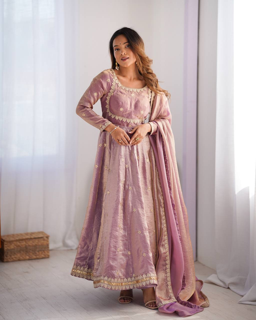 Prazu Fashion Light Onion Pink Fandy Silk Coding With Sequence Work Wedding Wear Anarkali Suit - Distacart