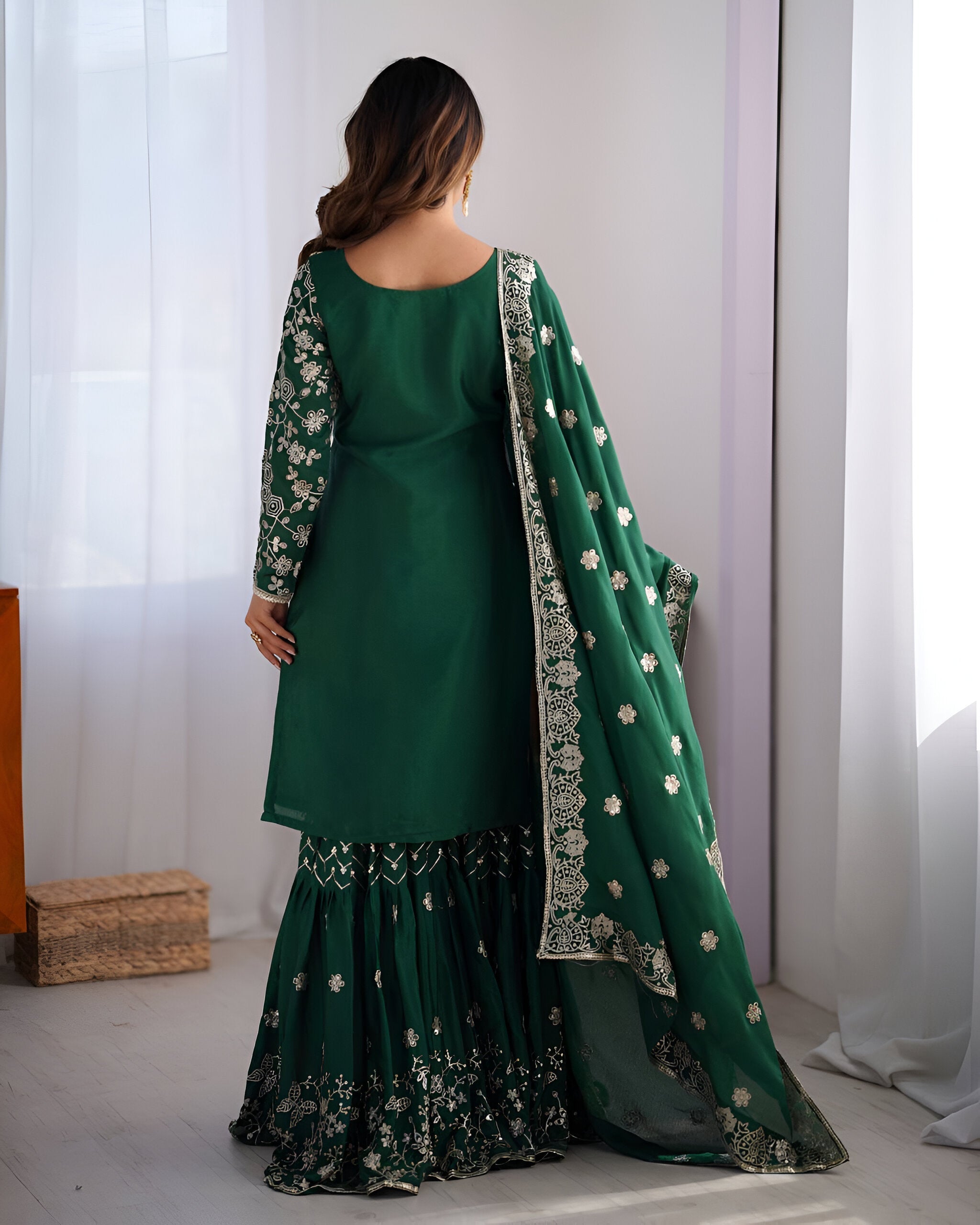 Lehenga Mart Designer Wedding Wear Sharara Suit for Women - Green - Distacart