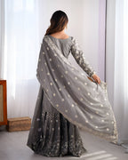 Lehenga Mart Designer Wedding Wear Sharara Suit for Women - Grey - Distacart