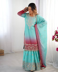 Lehenga Mart Designer Wedding Wear Plazzo Suit for Women - Sky Blue