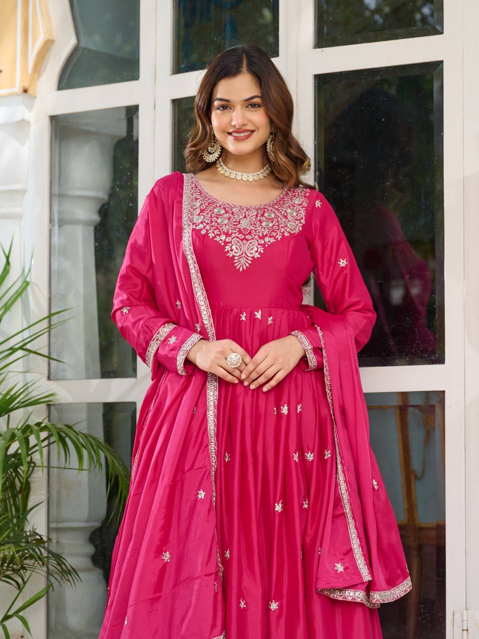 Prazu Fashion Pink Silk Thread With Sequence Anarkali Suit - Distacart