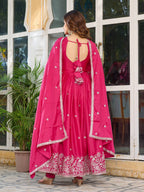 Prazu Fashion Pink Silk Thread With Sequence Anarkali Suit - Distacart