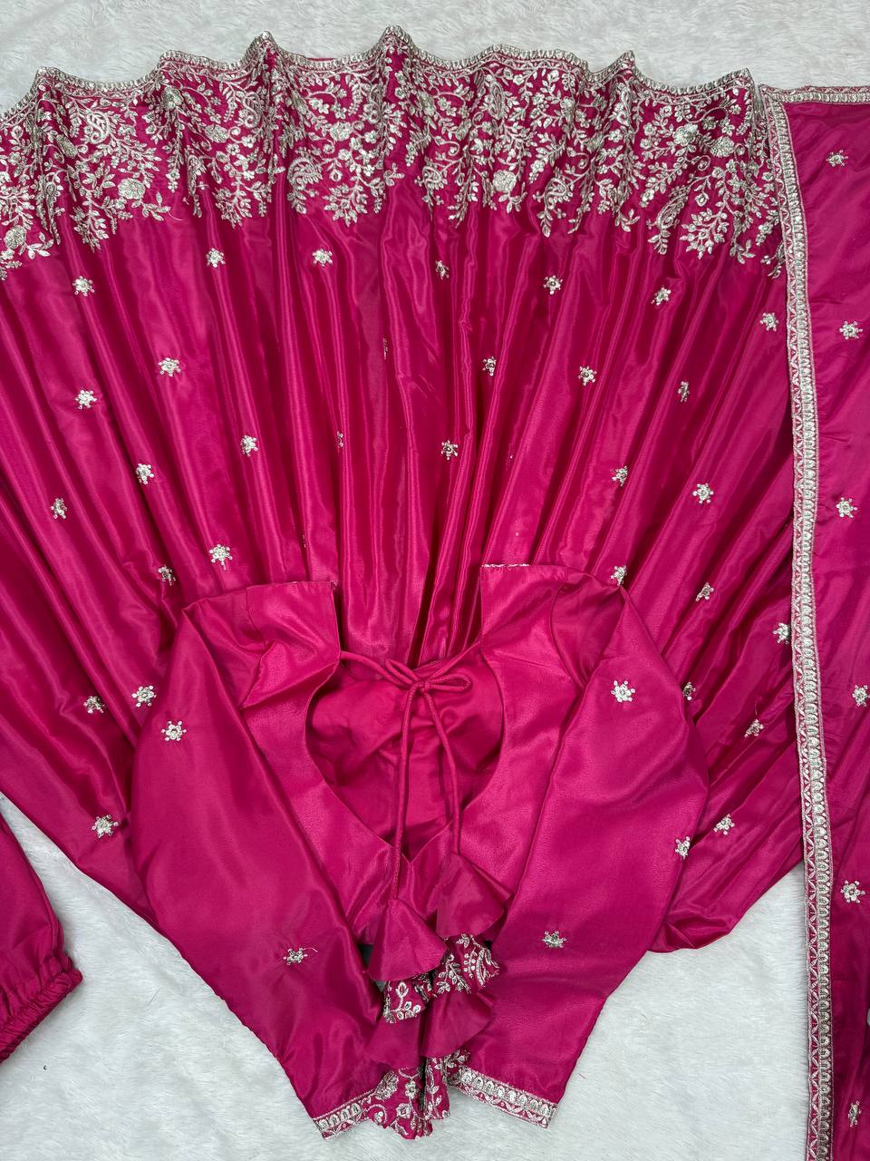Prazu Fashion Pink Silk Thread With Sequence Anarkali Suit - Distacart