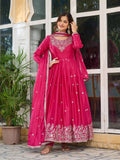 Prazu Fashion Pink Silk Thread With Sequence Anarkali Suit - Distacart